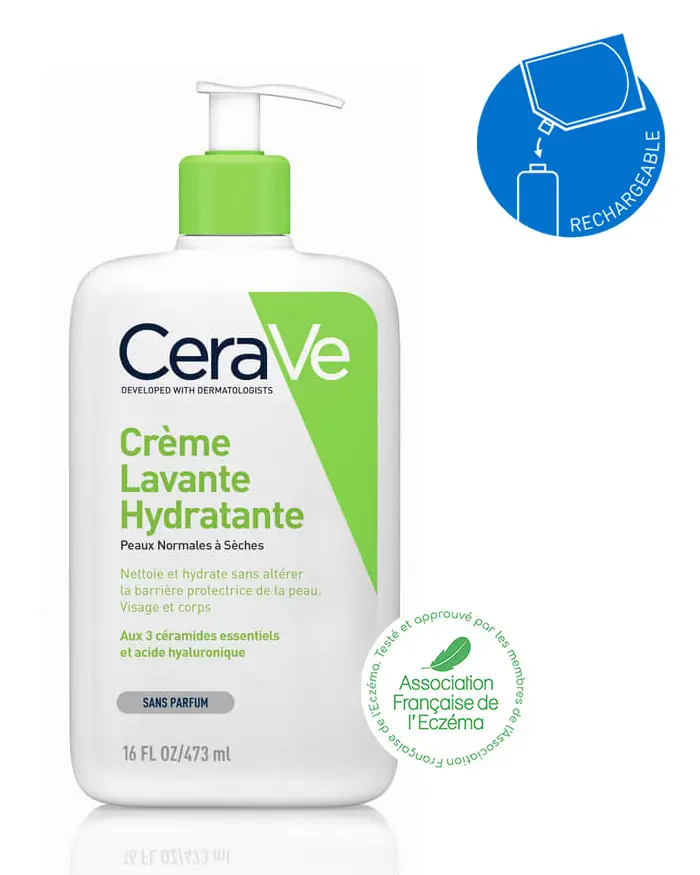 CeraVe Crème Lavante Hydratante, visuel relevé sur la page fabricant