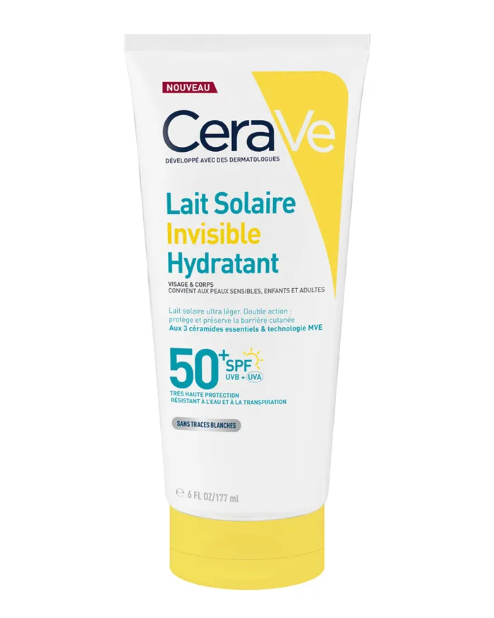 CeraVe Lait Solaire SPF 50, visuel relevé sur la page fabricant