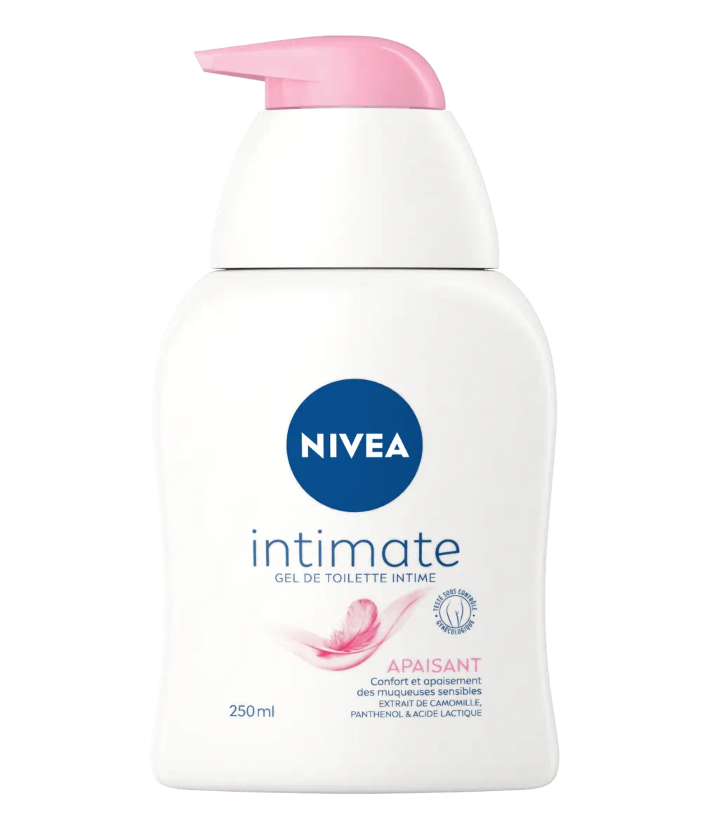 Nivea Gel de Toilette Intime Apaisant, visuel relevé sur la page fabricant